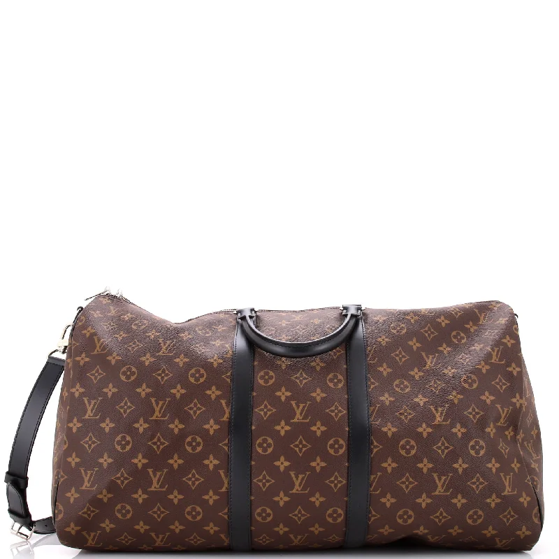 Keepall Bandouliere Bag Macassar Monogram Canvas 55