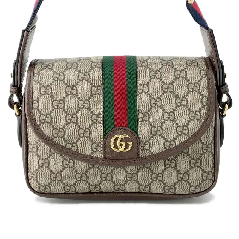 GUCCI Ophidia GG Shoulder Bag Beige/Brown 722117 PVC Leather Size Small