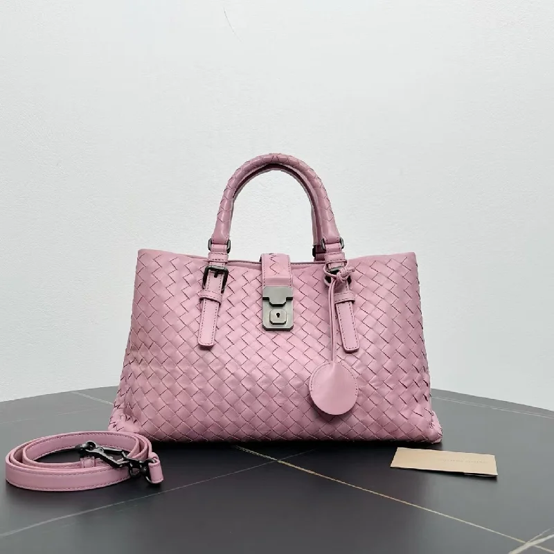 Bottega Veneta Roma Pink Leather Two-Way Bag Medium