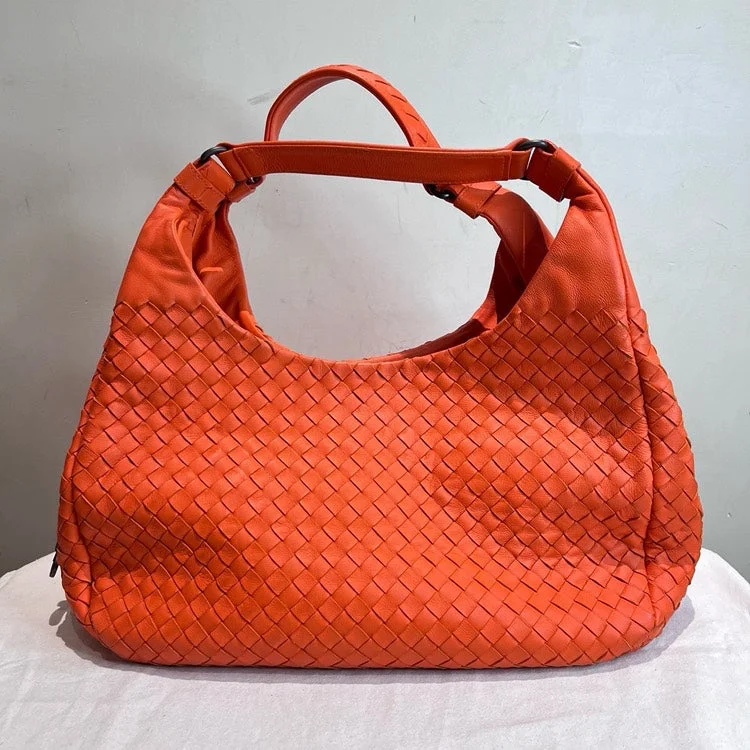 Bottega Veneta Orange Leather Intrecciato Under Arm Bag Large