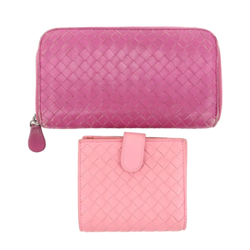 BOTTEGA VENETA Set of 2 Intrecciato Leather Wallet Pink