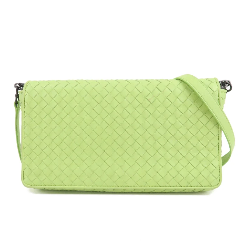 BOTTEGA VENETA Intrecciato Leather Shoulder Bag Light Green