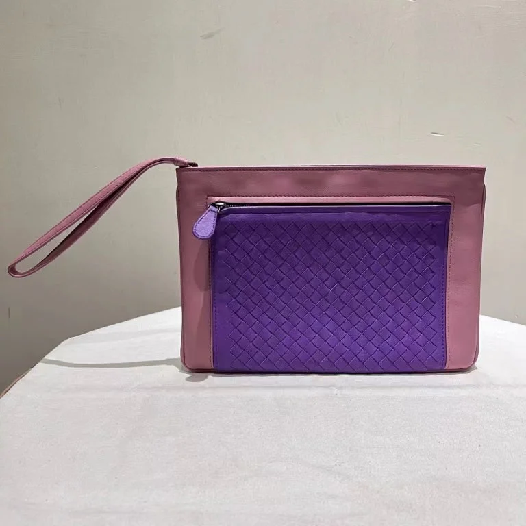 Bottega Veneta Intrecciato Purple Wristlet Medium