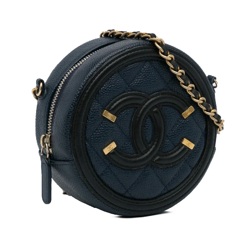 Chanel CC Filigree Caviar Round Crossbody Bag (iNuYvT)