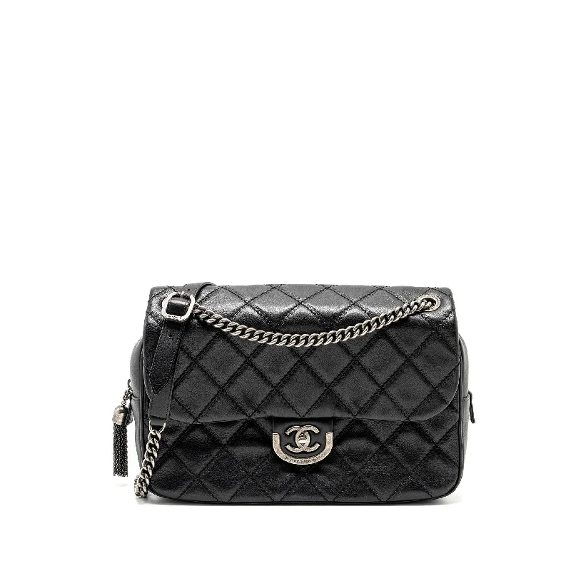 CHANEL Paris-Edinburgh Coco Sporran Flap Bag Calfskin Black Ruthenium Hardware