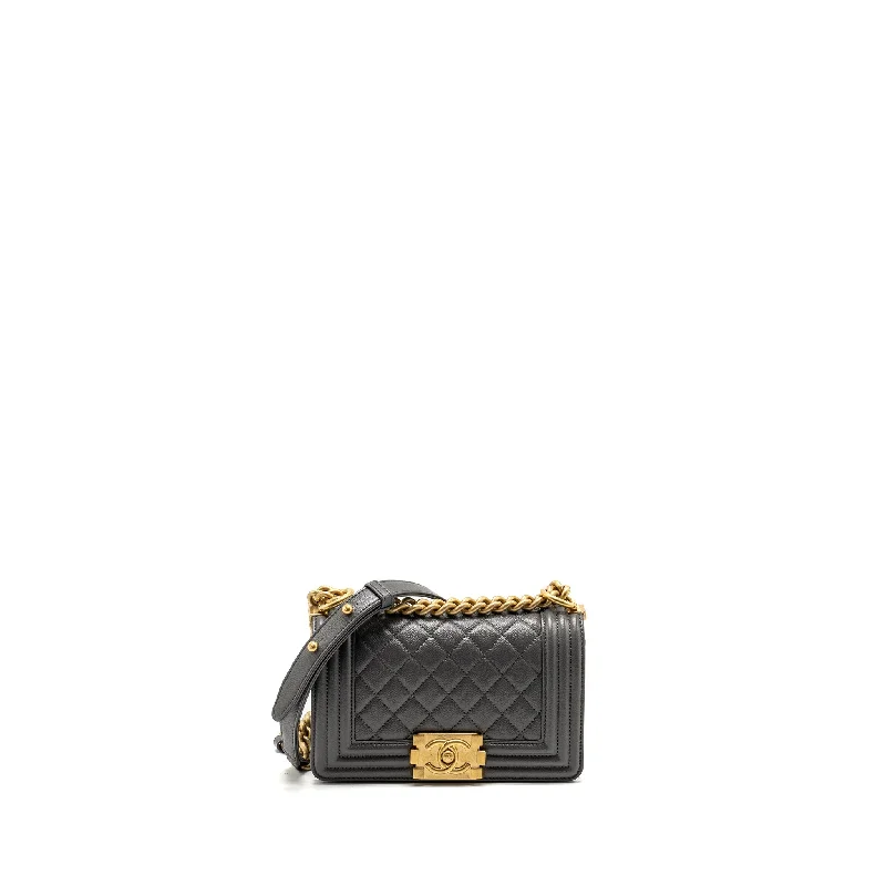 Chanel Small Boy Bag Caviar Dark Grey GHW (microchip)