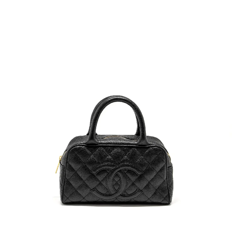 Chanel Vintage Quilted CC Logo Bowling Bag Caviar Black GHW