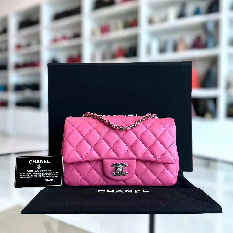 Balance of *Unused* Chanel Mini Rectangular Classic Flap Quilted Lambskin Pink SHW No 27