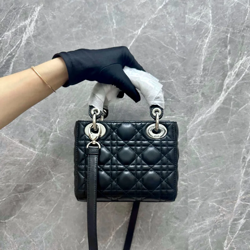 *Brand New Adjustable Strap* Lady Mini Lambskin Black SHW