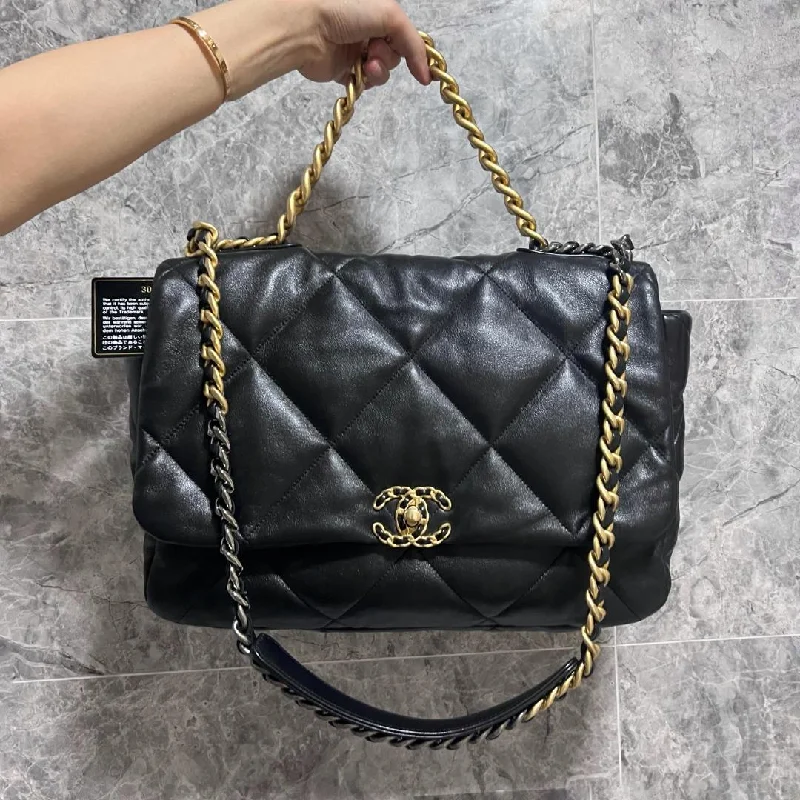 19 Bag Maxi Lambskin Black with Gold Hardware No 30