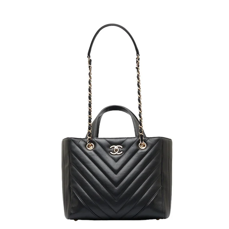 Chanel Chevron V tick Handbags Shoulder Bag 2WAY Black Leather  CHANEL