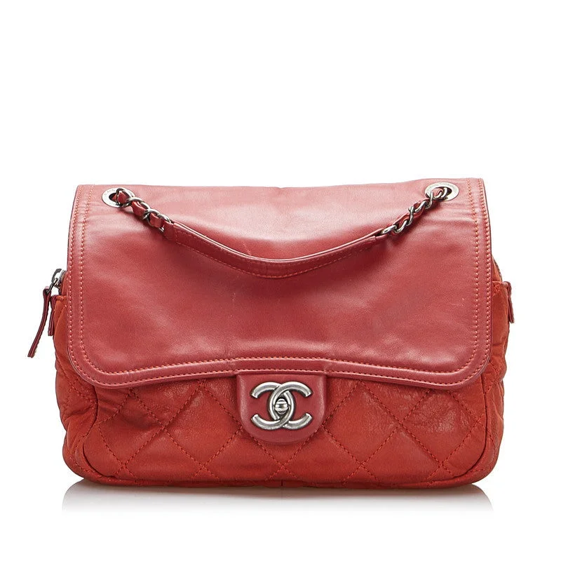 Chanel Cocomark Chain houlder Bag Red Leather Lady Chanel