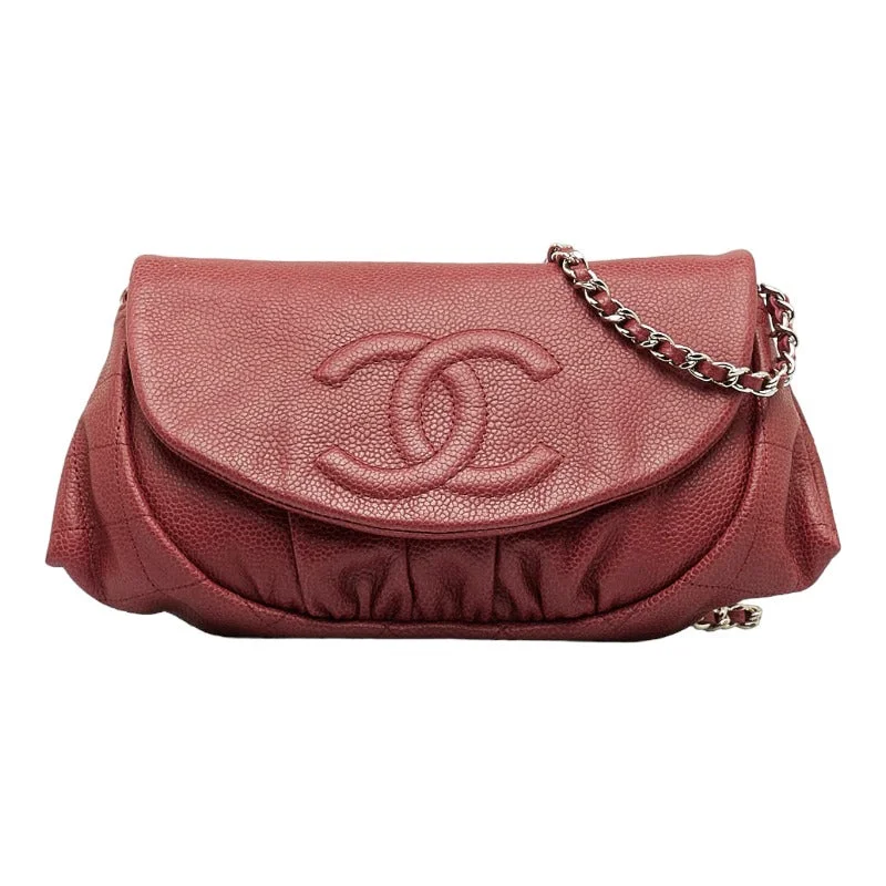 Chanel Cocomark Half Moon Chain houlder Bag Wine Red Caviar S  CHANEL