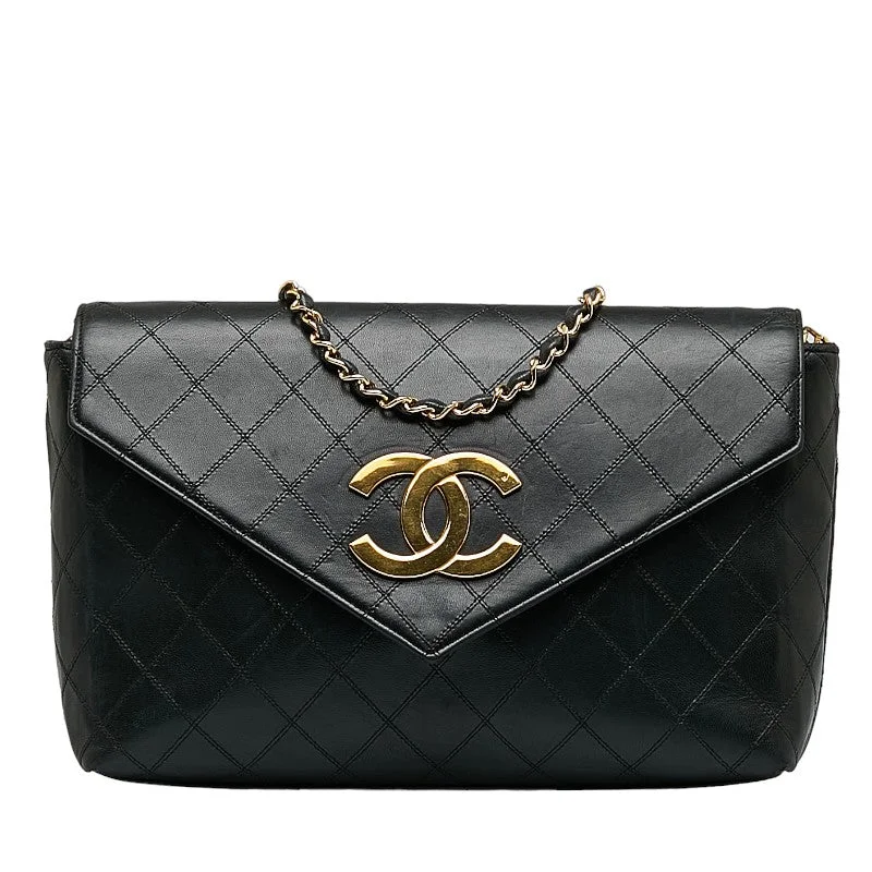 Chanel Deca-Coco Chain houlder Bag Black Gold Leather Lady Chanel