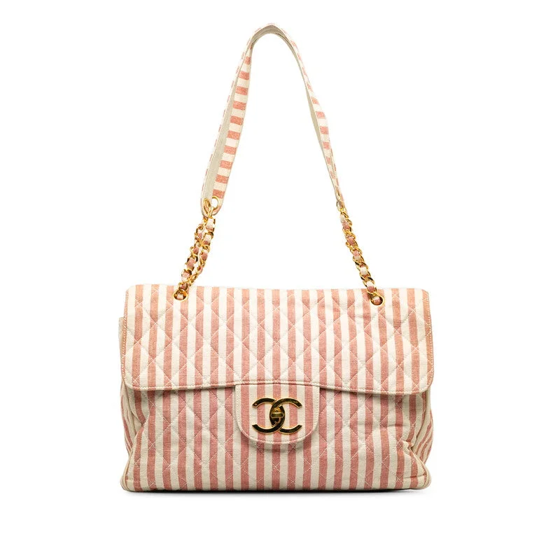 Chanel Decamatrace trip Cocomark Chain Shoulder Bag Pink White Cotton Lady CHANEL [More]