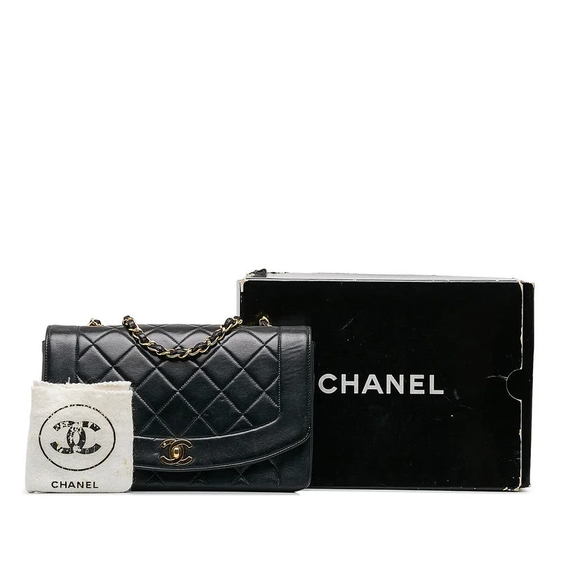 Chanel Matrases Cocomark Diana 25 Chain houlder Bag Black Leather  Chanel