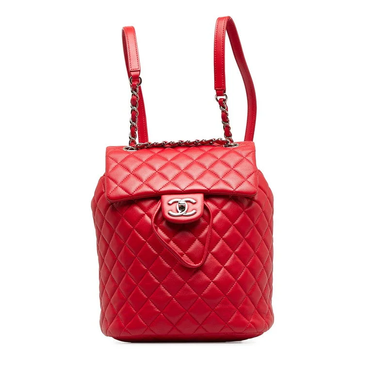 Chanel Matrases Coco Rucksack Backpack Red Silver   Chanel