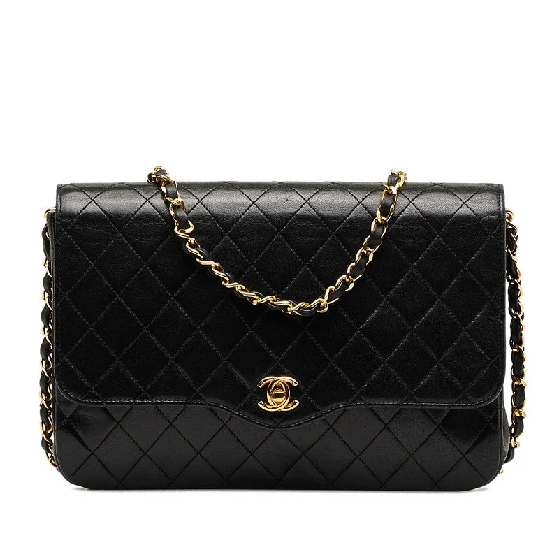 Chanel Mattress ingle Chain Shoulder Bag Black Gold   Chanel