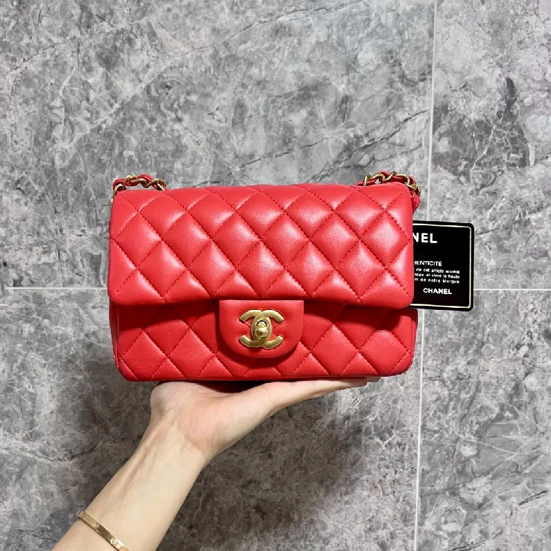 Mini Rectangular Classic Flap Lambskin Red No 27