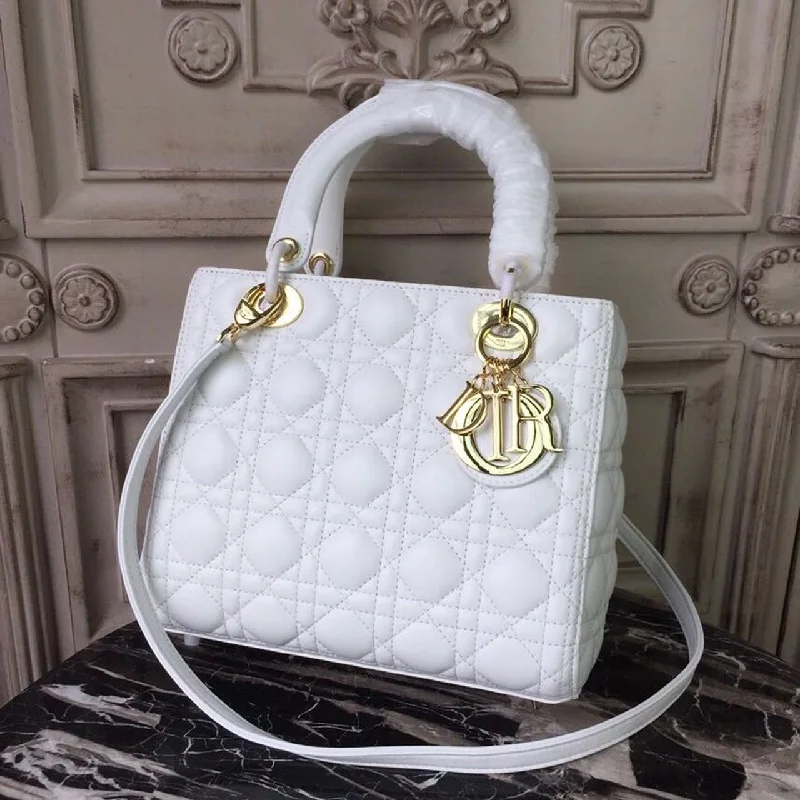 Christian Dior MeChristian Diorum Lady Bag Gold Toned Hardware White For Women 24cm/9in