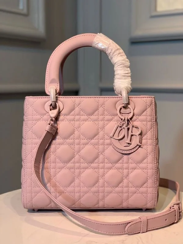 Christian Dior MeChristian Diorum Lady Bag Matte Hardware Powder Pink For Women 9.5in/24cm