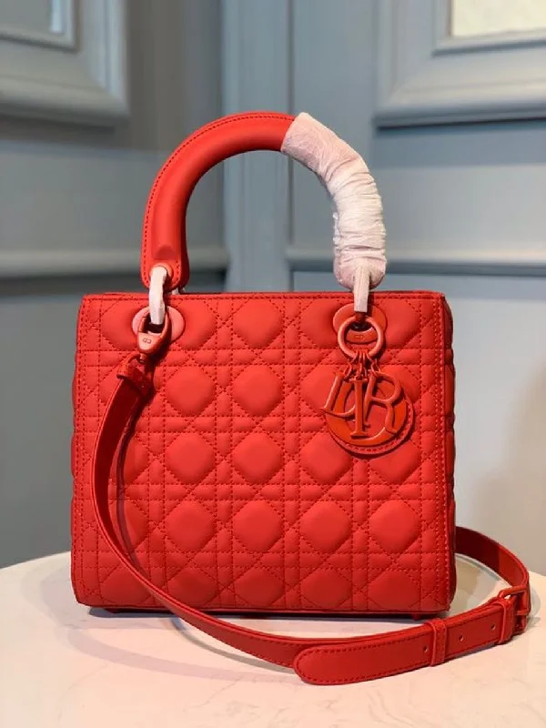 Christian Dior MeChristian Diorum Lady Bag Matte Hardware Red Ultramatte For Women 9.5in/24cm