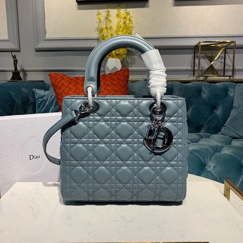 Christian Dior MeChristian Diorum Lady Bag Silver Hardware Cloud Blue For Women 9.5in/24cm