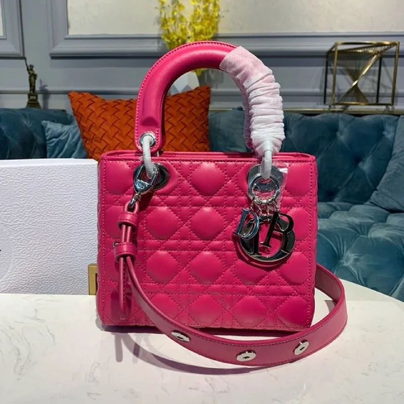 Christian Dior MeChristian Diorum Lady Bag Silver Hardware Hot Pink For Women 9.5in/24cm