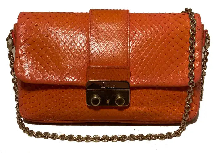 Christian Dior Orange Python Miss Dior Small Flap Bag