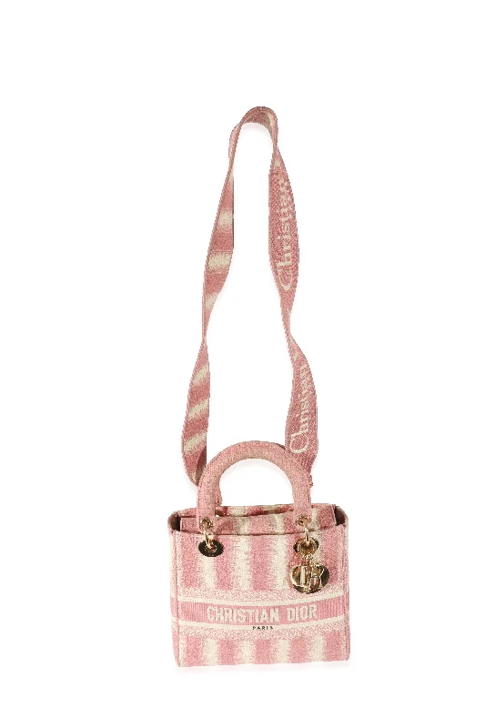 CHRISTIAN DIOR Pink Canvas Medium D-Stripes Lady D-Lite