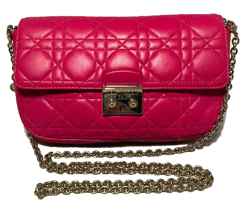 Christian Dior Pink Leather Cannage Quilted Miss Dior Flap Bag