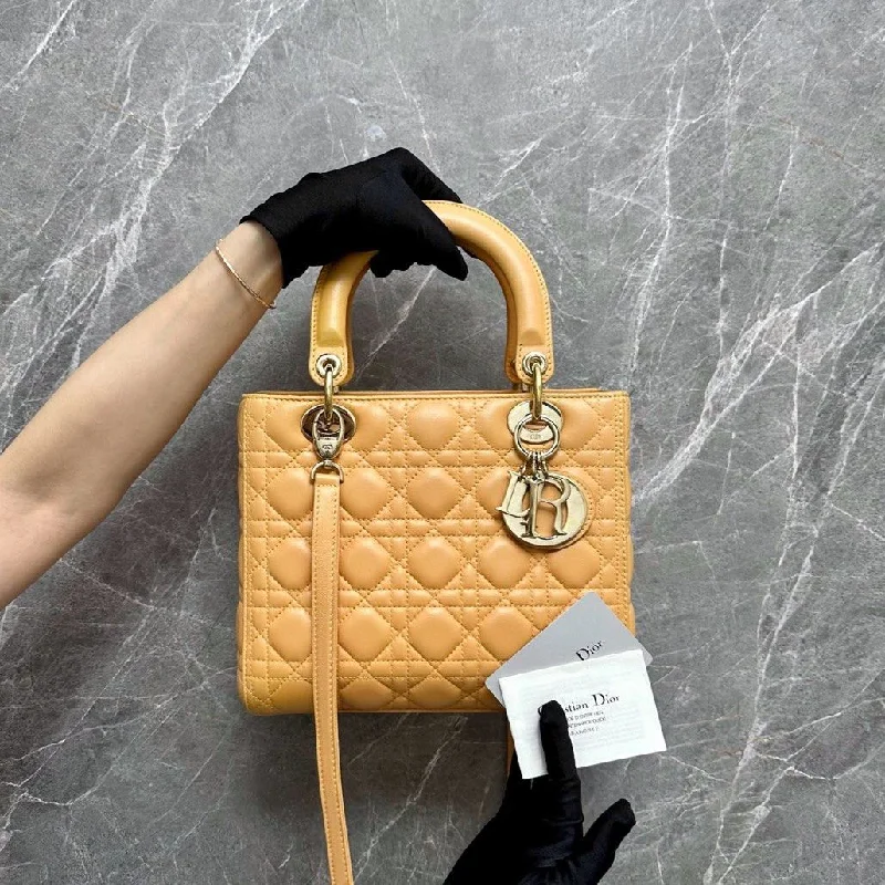 Lady Medium Lambskin mustard GHW