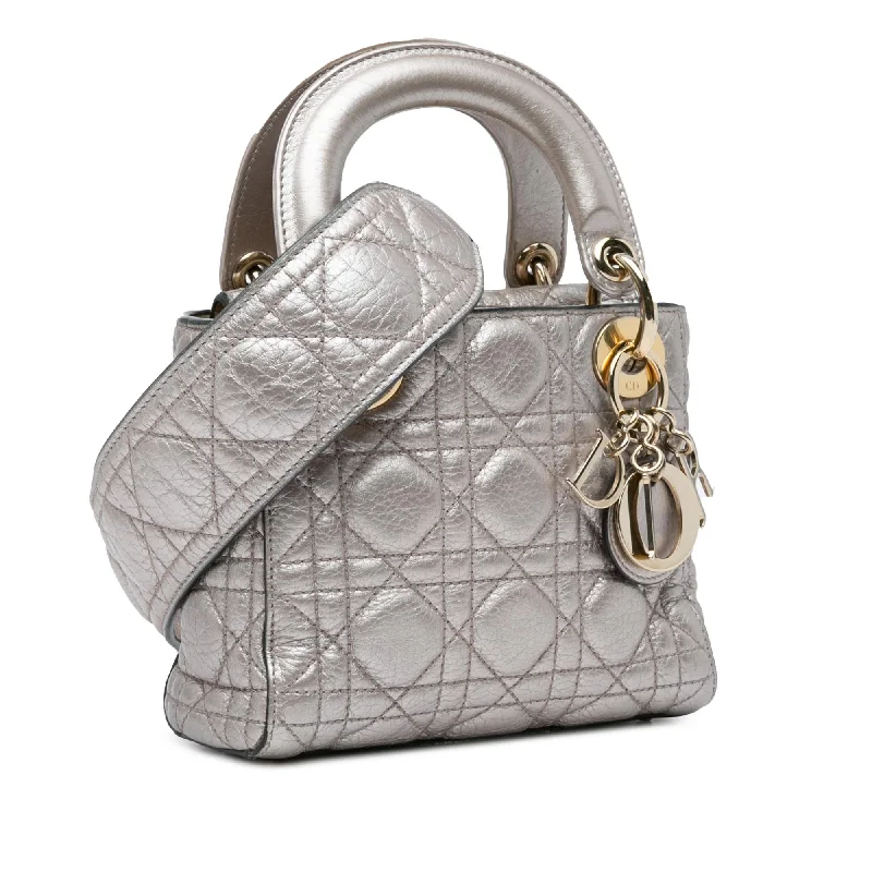 Dior Mini Metallic Calfskin Cannage Supple Lady Dior (shUv66)