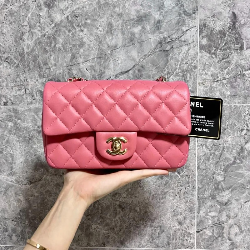 LNIB Chanel Mini Rectangular Classic Flap Sakura Pink Valentine No 19