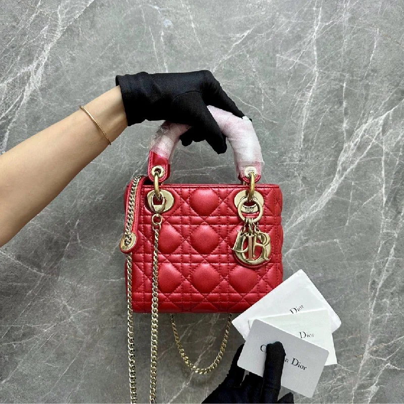 LNIB Lady Mini Lambskin Iridescent Red GHW