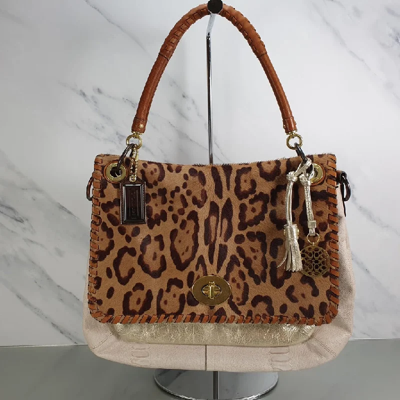 Rare Coach Calf Hair Leopard Ocelot Snake Embossed Shoulder Bag