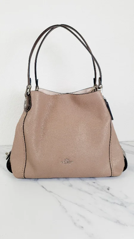 Coach Edie 31 in Stone Taupe with Genuine Snakeskin Colorblock Pebble Leather - Shoulder Bag Coach 57670